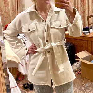 Belted Wool Look Jacket